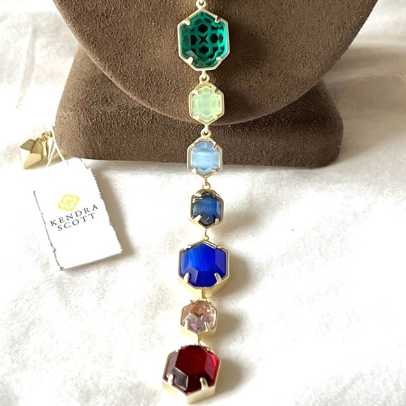 NWT Kendra Scott Darrell Necklace Ombré Stones Yellow Gold STUNNING & Amazing! - Picture 5 of 17